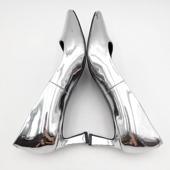Steve Madden Nathalia Patent Leather Kitten Heels Women's Silver Metallic US8.5M - Picture 5 of 13